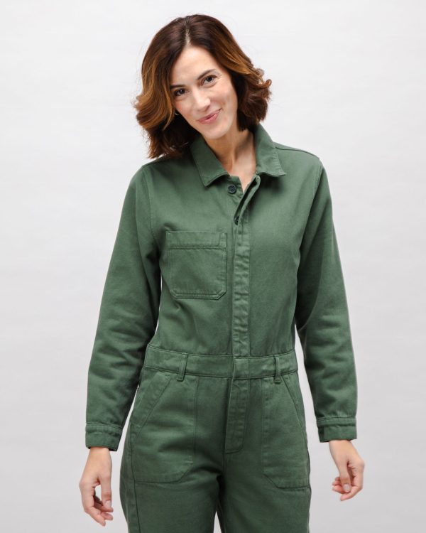Cotton Twill Boiler Suit Green En ligne – Image 2