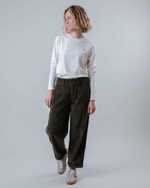 Corduroy Pleated Pants Stone Green Fourniture – Image 3