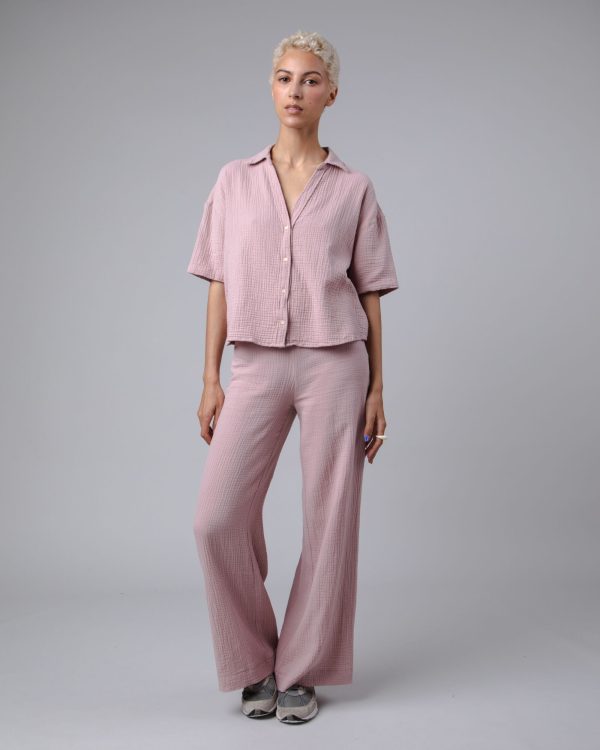 Bubble Cropped Blouse Pink Ventes exceptionnelles en ligne – Image 2