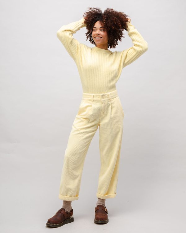 Corduroy Pleated Pants Pale Banana Mode – Image 3