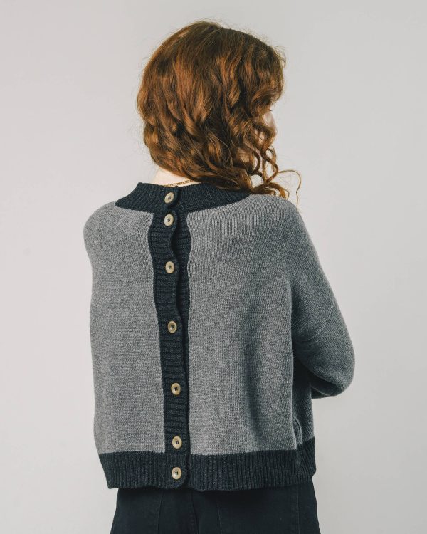 Back Buttons Sweater Grey Ventes exceptionnelles en ligne – Image 4