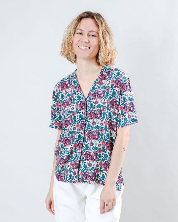 Asis Percales Tigris Aloha Blouse Ecru Mode – Image 2