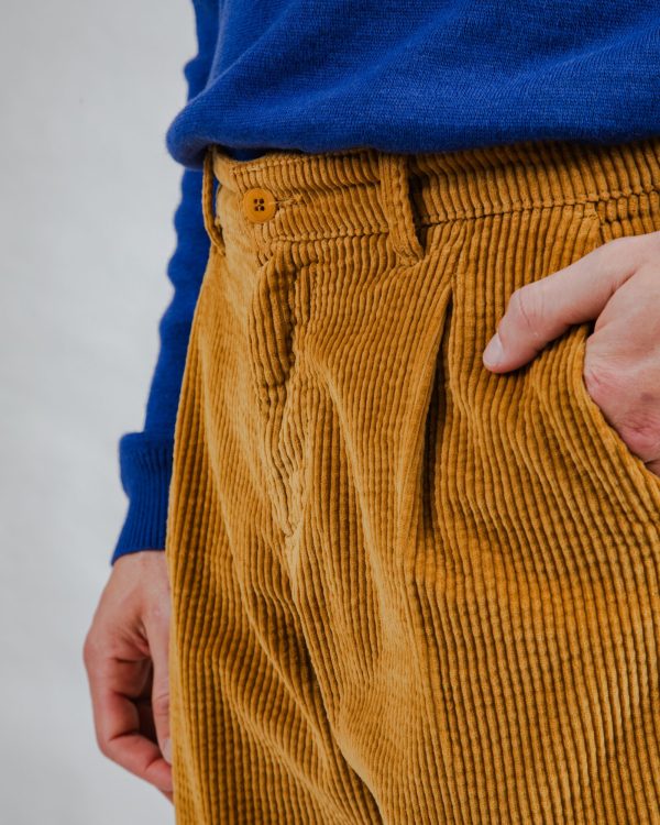 Corduroy Pleated Chino Pants Camel Ventes exceptionnelles en ligne – Image 4