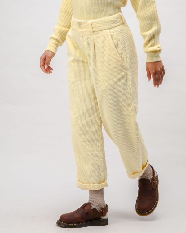 Corduroy Pleated Pants Pale Banana Mode – Image 2