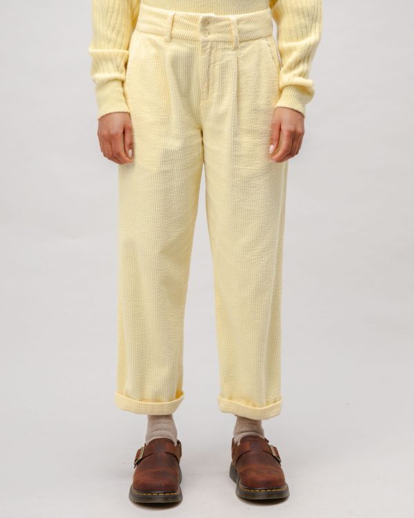 Corduroy Pleated Pants Pale Banana Mode