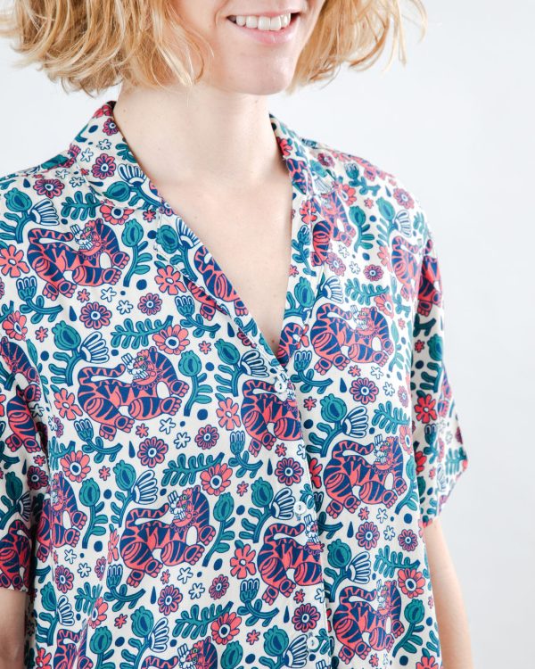 Asis Percales Tigris Aloha Blouse Ecru Mode