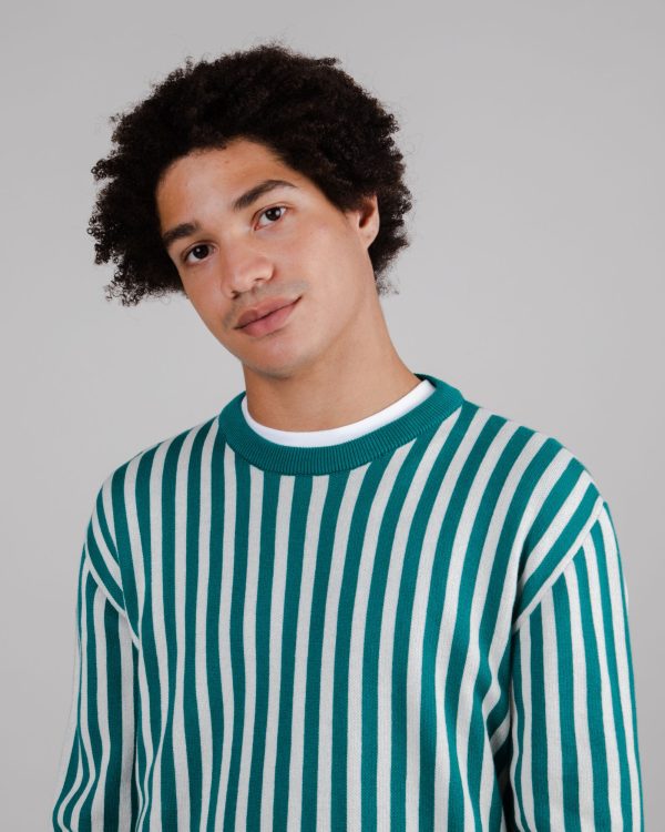 Stripes Cotton Sweater Green Pas cher