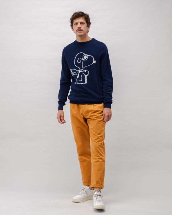 Peanuts Flying Ace Wool Cashmere Sweater Navy Mode – Image 2