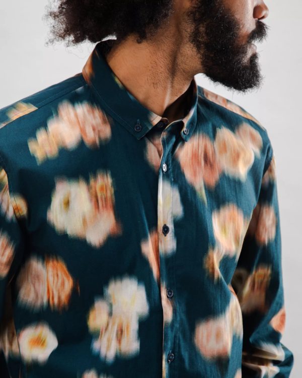Nebula Cotton Shirt Navy En solde – Image 4