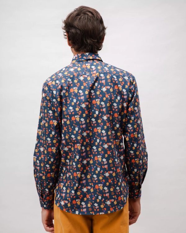 Geo Cotton Shirt Navy Fourniture – Image 5