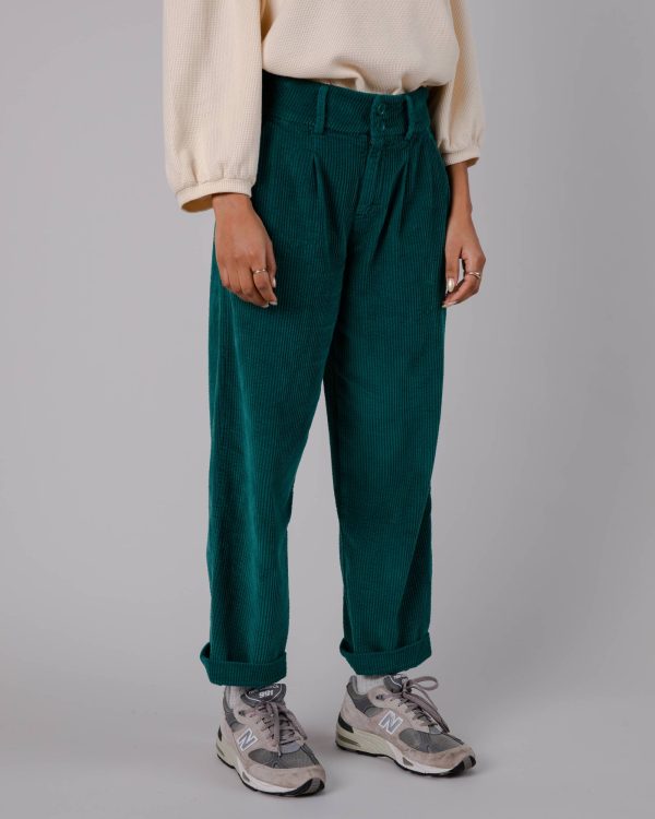 Corduroy Pleated Pants Sailing Green Ventes exceptionnelles en ligne – Image 5